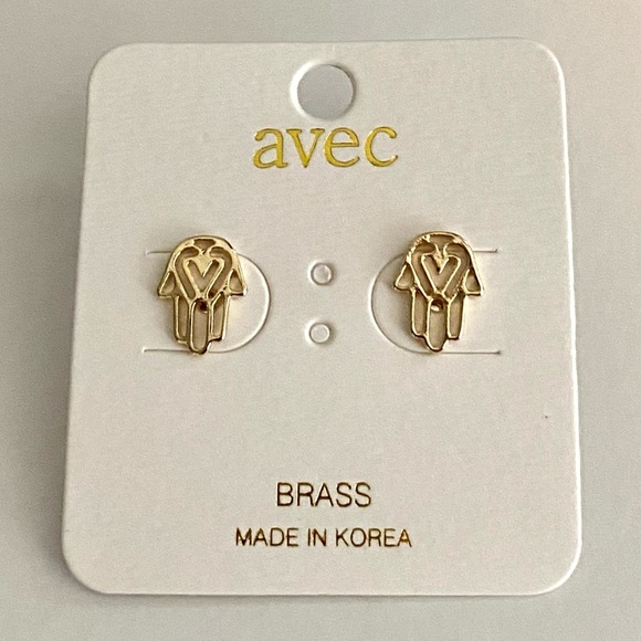 HAND CAST STUD EARRINGS - GOLD - Picture 4 of 4